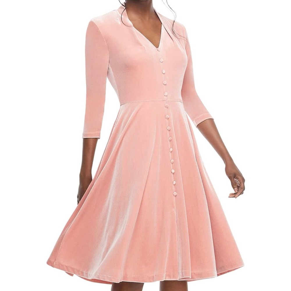 Gal Meets Glam Joy Button Front Velvet Dress Dusty Pink Size 4